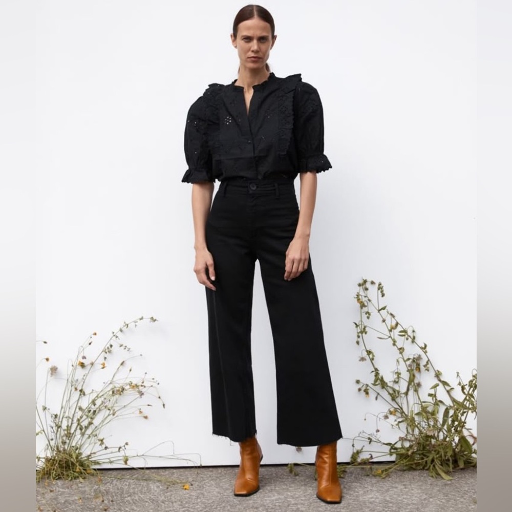 ZARA white high waist Marine jeans